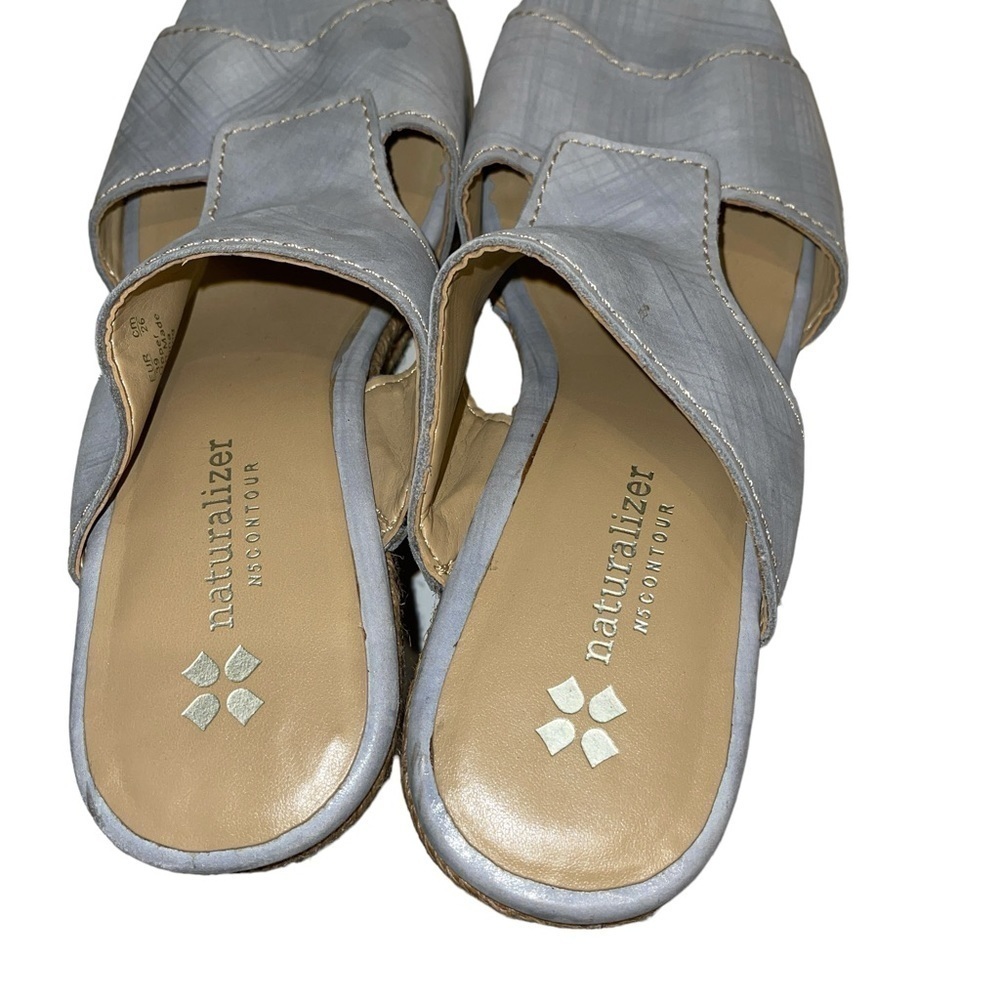 Naturalizer Women's Sandal Size 9N Evette Platform Leather Blue Slip On Cork - Picture 4 of 10